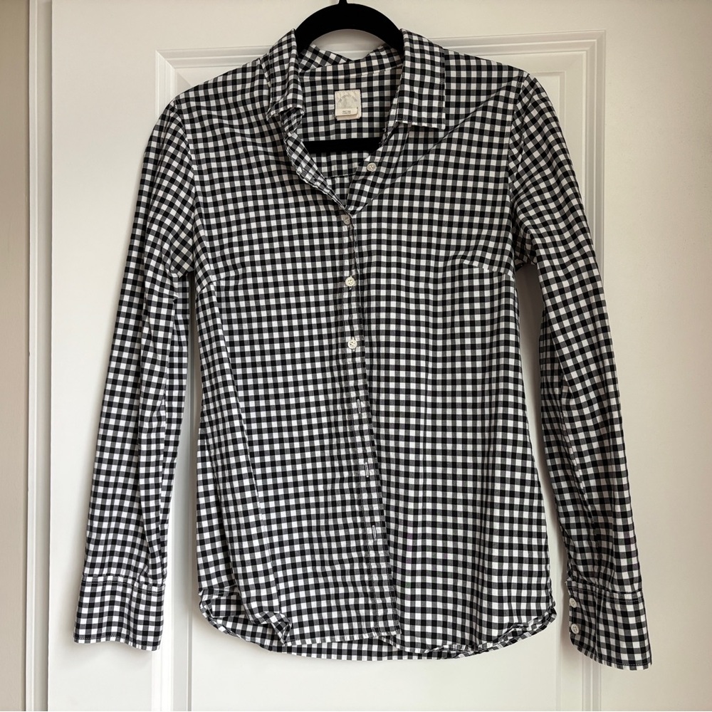 J.Crew Black White Gingham Button Down Shirt – Size 4